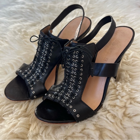 L.A.M.B. Gwen Stefani Stiletto Sandals Black Slingback Heels 7.5 - Picture 3 of 4